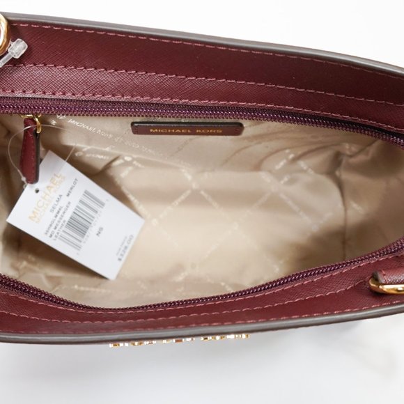 Michael Kors SELMA Messenger Bag Merlot - Picture 7 of 12